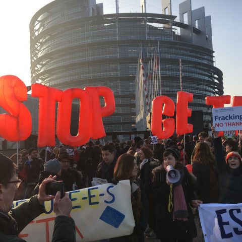 CETA-demonstratie bij het Europees Parlement in Straatsburg
